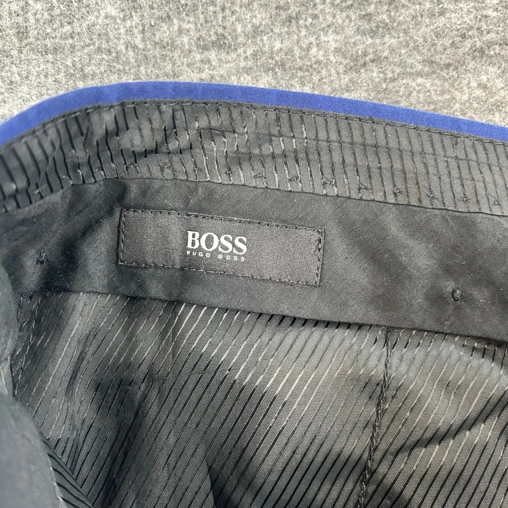 Hugo Boss Men Shark Royal Blue Slim Fit Cotton Stretch Dress Pants 34R Fit 36x28